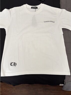 Chrome Hearts White Short-Sleeve Tee with Black Logo Accents